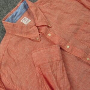 Brooks Brothers 346 Shirt Mens Extra Large Linen Orange Relaxed Fit‎ Long Sleeve